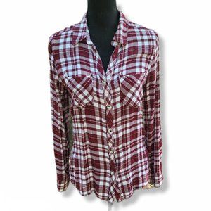 Maroon Plaid Tinsel Button Down